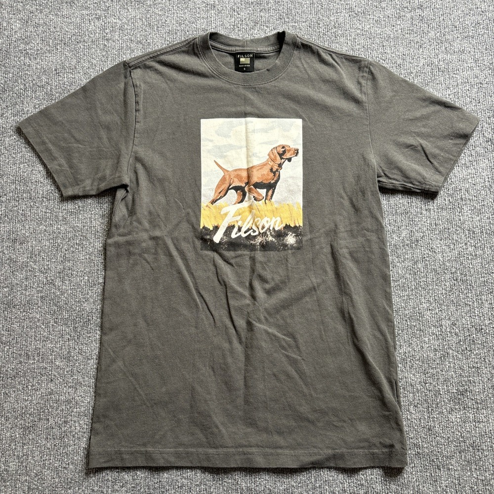 Filson Pioneer Graphic T Shirt Green Pointer Dog Men's Size Small Outdoors
